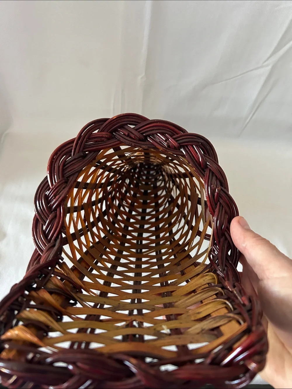 Handwoven Decorative cornucopia Basket - Brown and Dark Brown